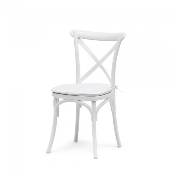 Crossback stoel wit met zitkussen